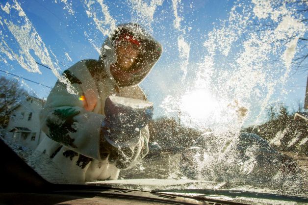 ice on windshield
