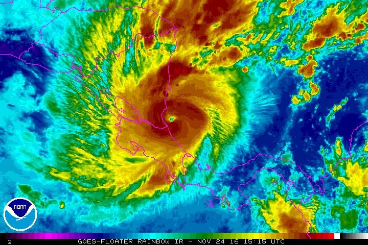 Costa Rica hurricane satellite image