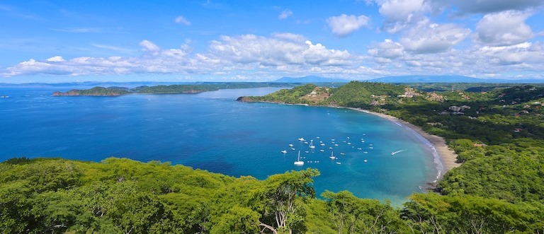 Aerial view of Playa Hermosa from a luxury real estate community